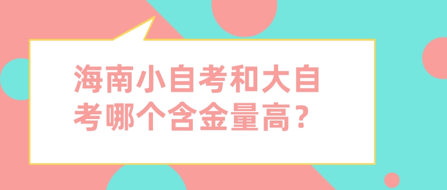 海南小自考和大自考哪个含金量高？