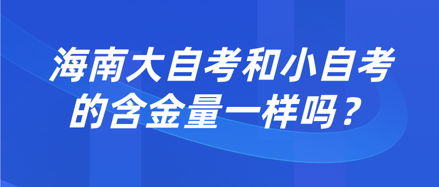 海南大自考和小自考的含金量一样吗？